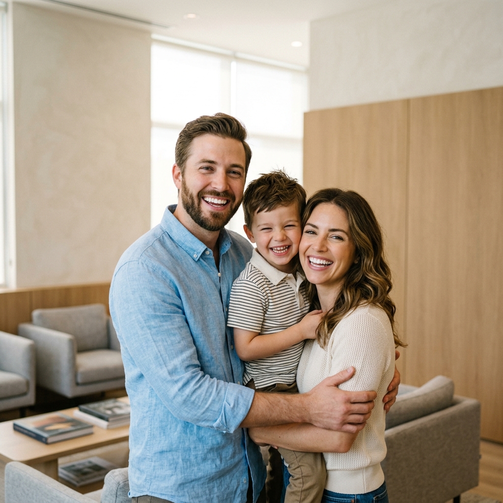 Happy family smiling