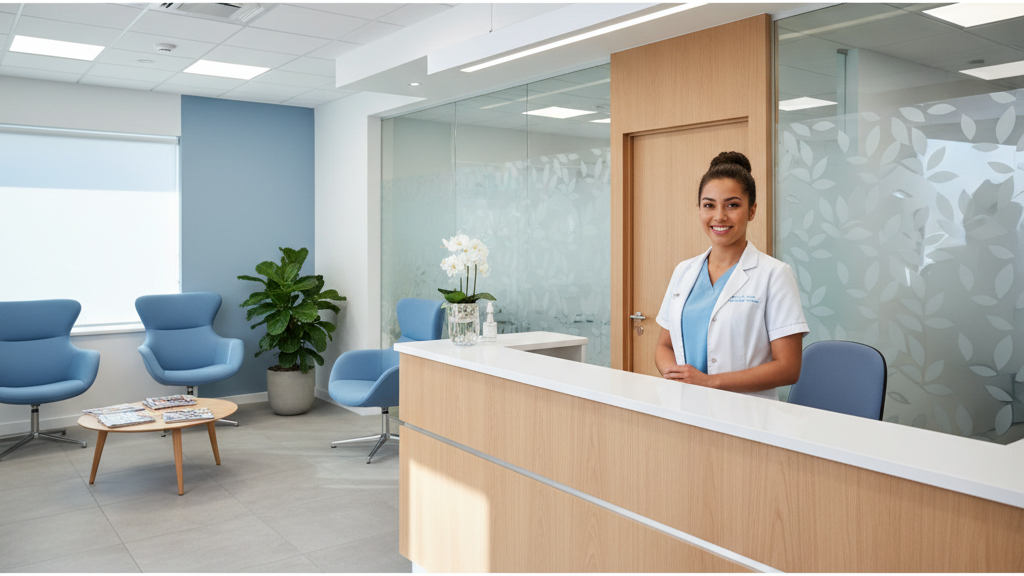 The welcoming reception area of Lara Family Dentist, ready to assist patients with urgent dental care.